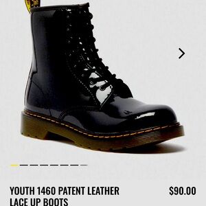 YOUTH 1460 PATENT LEATHER LACE UP BOOTS